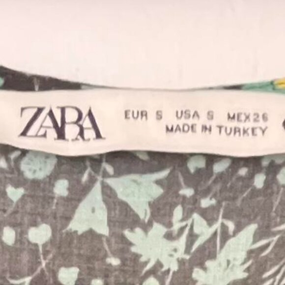 ZARA THE ANGEL DRESS FLORAL MIDI IN GREEN/BLACK Sz. XS - Picture 2 of 6